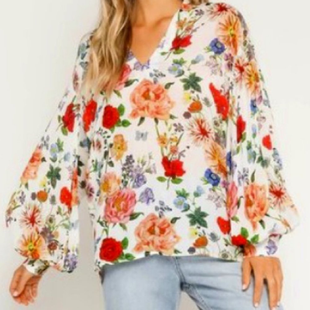 Olivacious Spring Floral Blouse